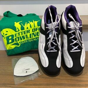 Women's Black & White w/ Purple Bowling Shoes Size 9.5